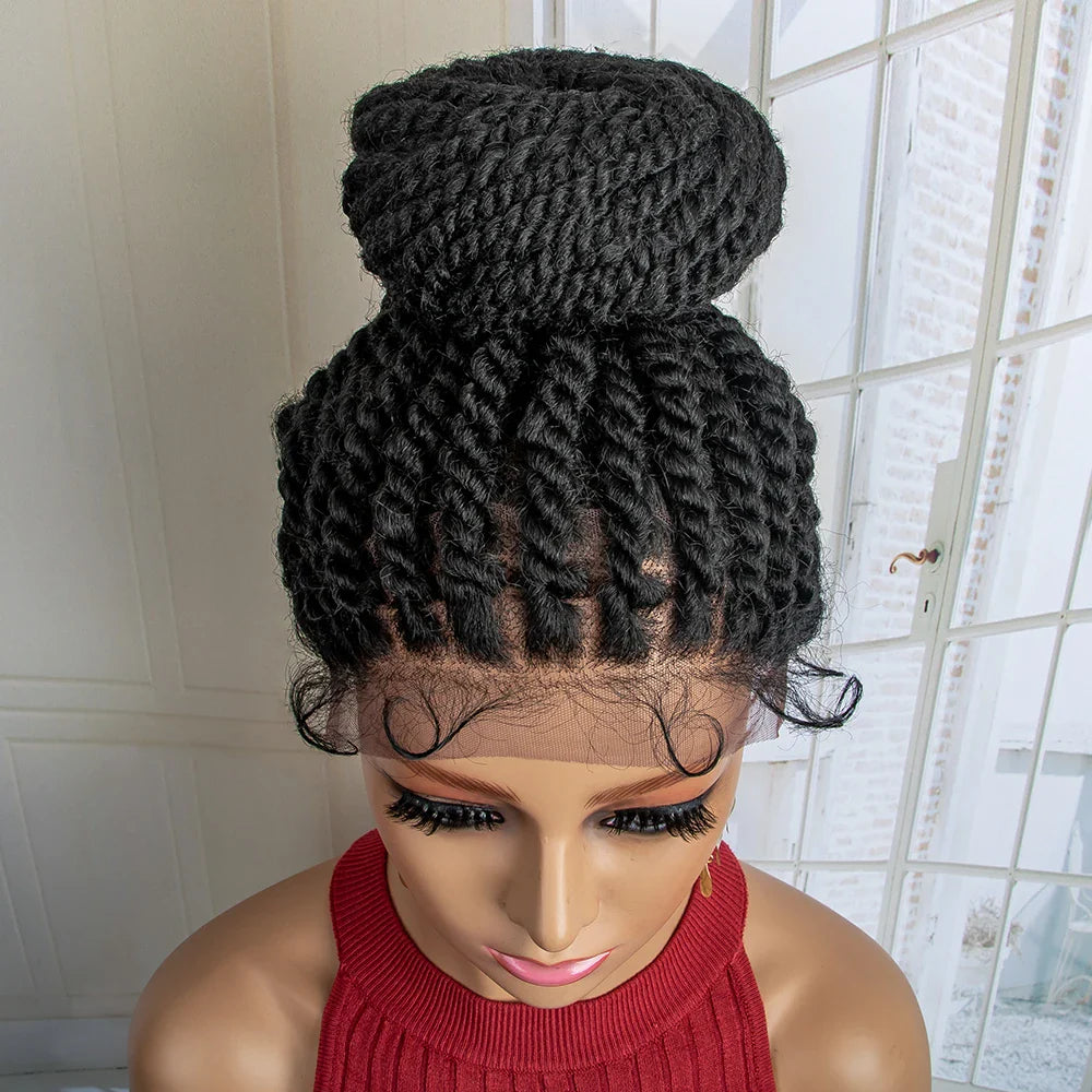 Perruque tressée chignon nouvelle collection | Chignon haut lace front avec cheveux de bébé