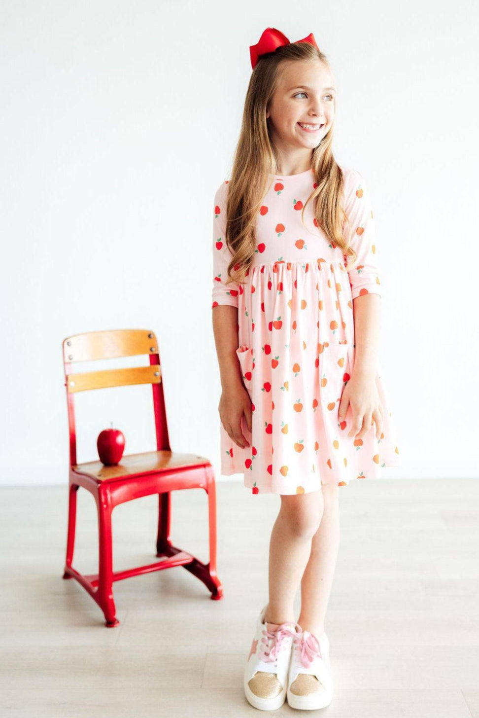 Robe Twirl à manches 3/4 et poches Apple a Day
