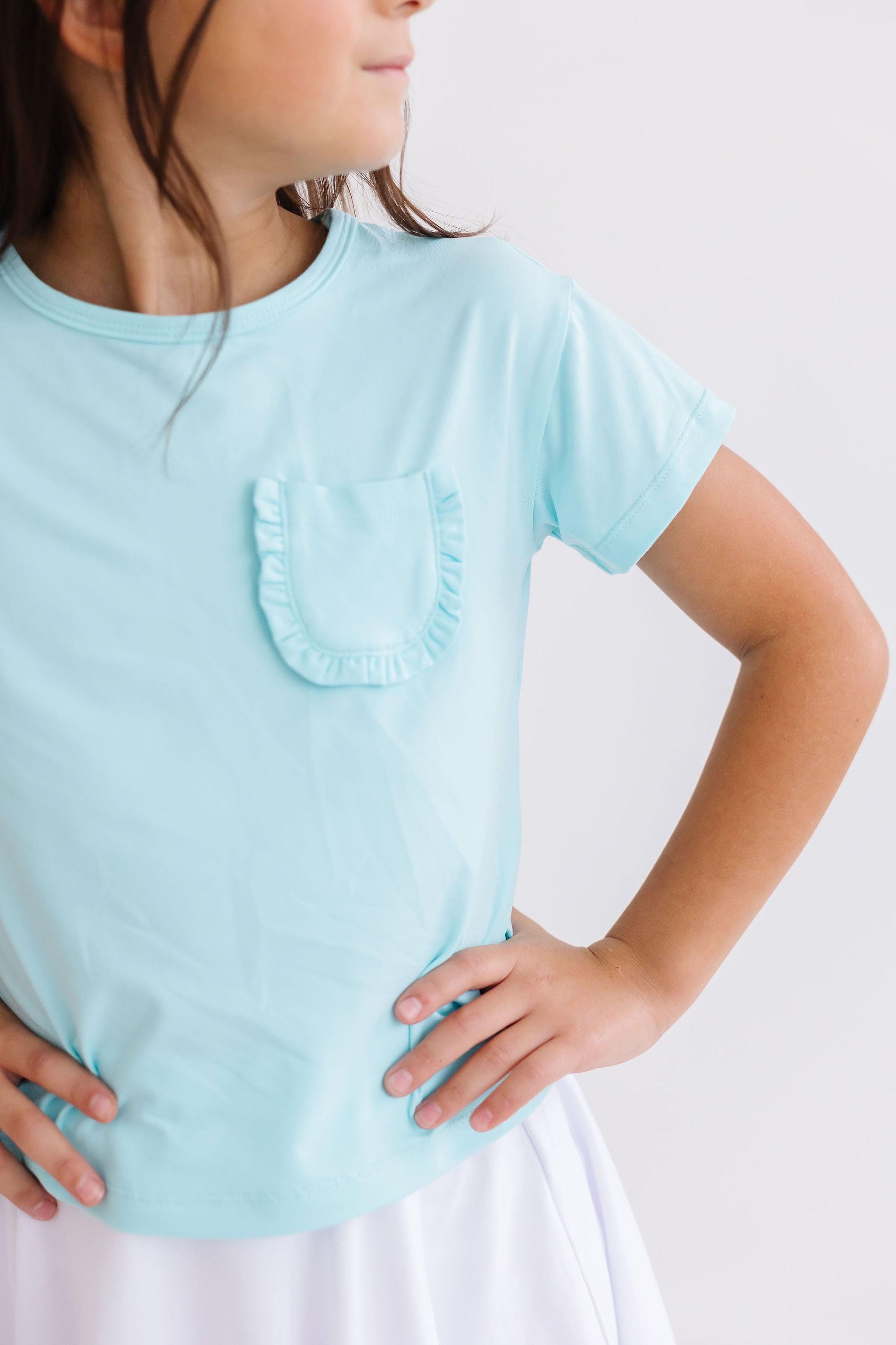 T-shirt à volants et poche Aqua
