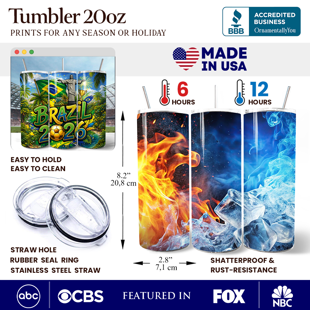 Vaso con tapa y pajita de acero inoxidable de 20 oz del Campeonato Mundial de Fútbol Brasil 2026, taza de regalo para aficionados al fútbol