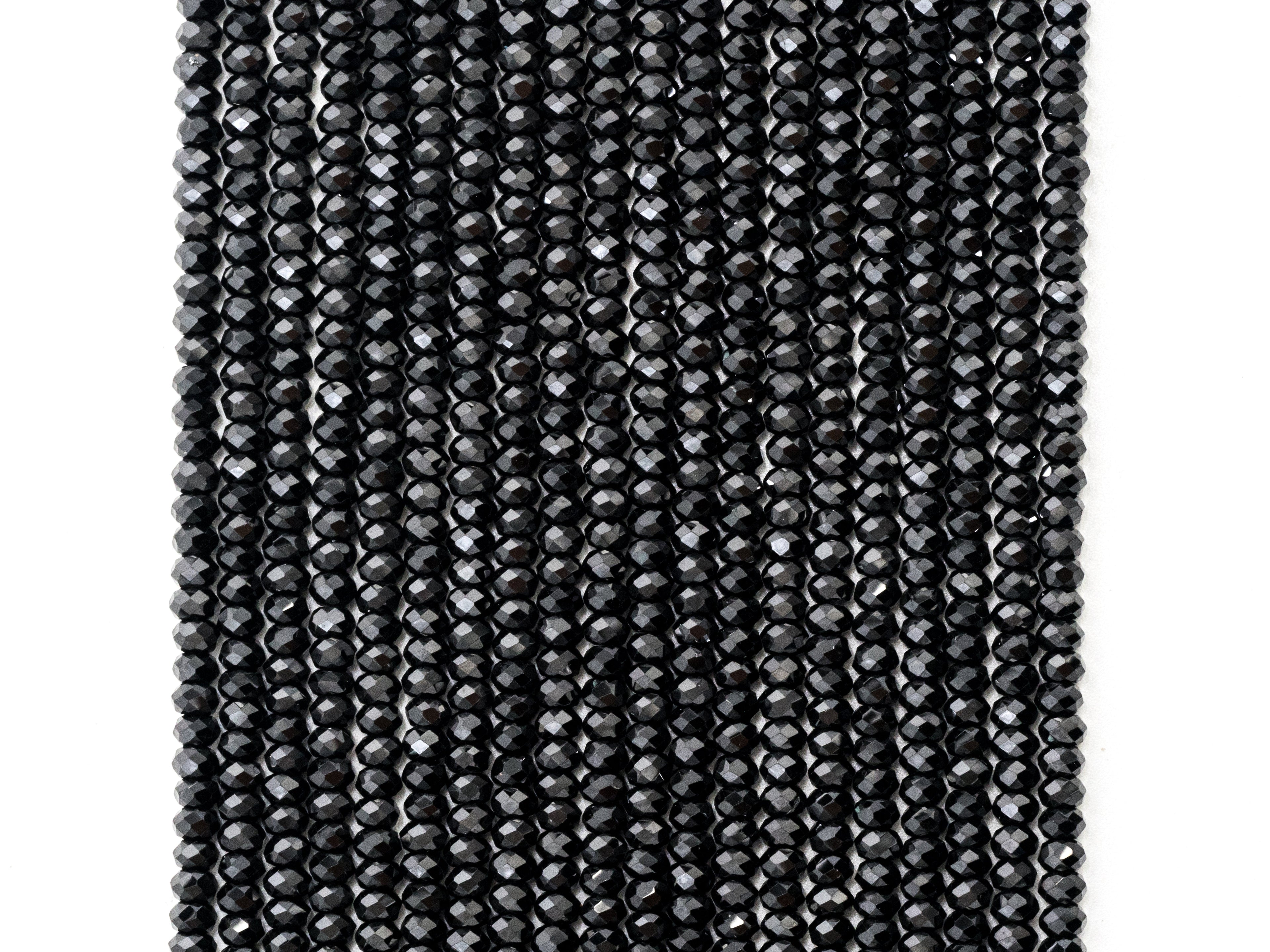 Quality Faceted Black Spinel Rondelle Beads 1x2mm/2x3mm/2x4m, SKU#U101
