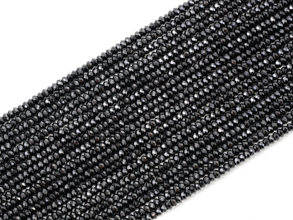 Quality Faceted Black Spinel Rondelle Beads 1x2mm/2x3mm/2x4m, SKU#U101