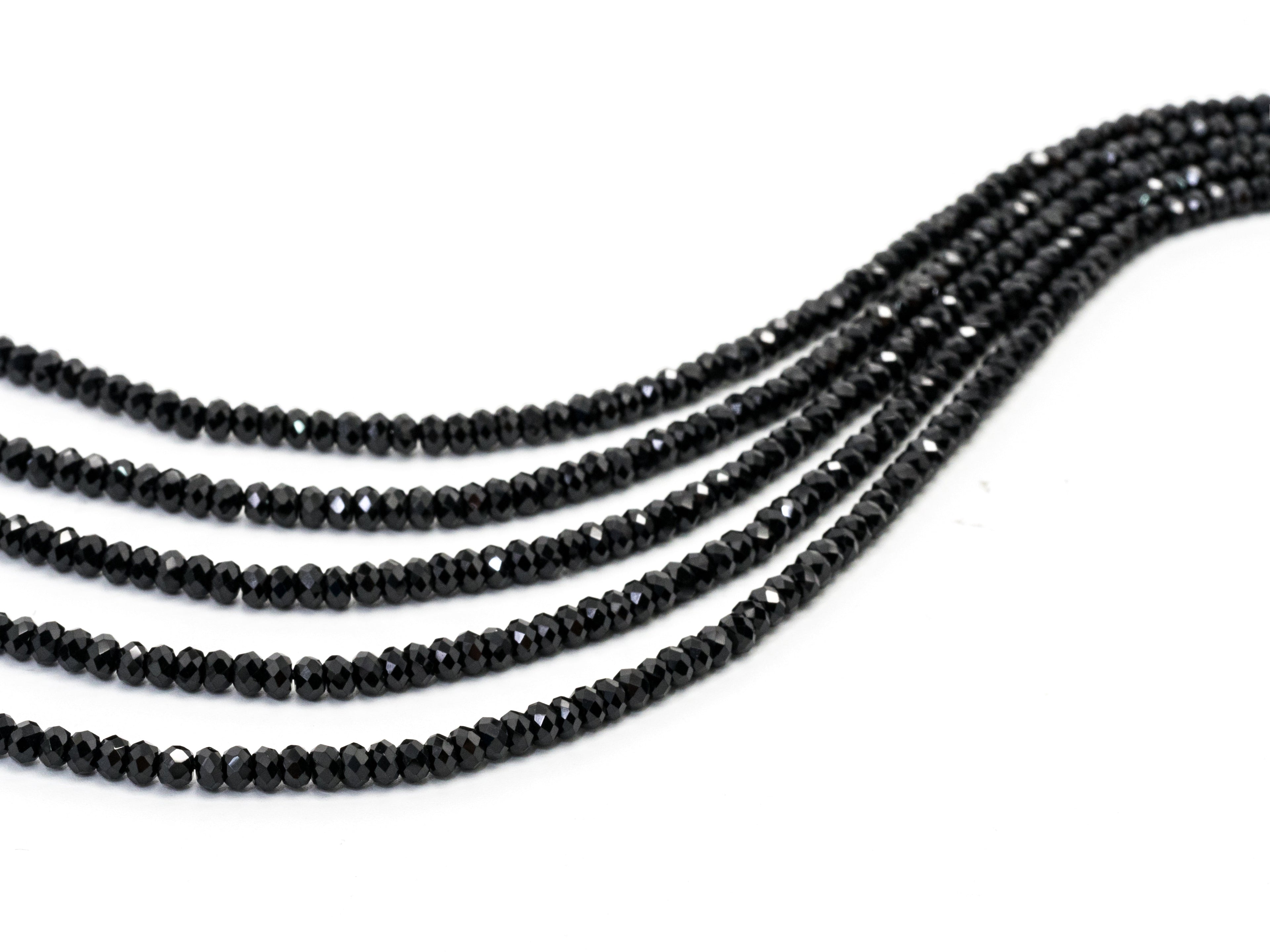 Quality Faceted Black Spinel Rondelle Beads 1x2mm/2x3mm/2x4m, SKU#U101
