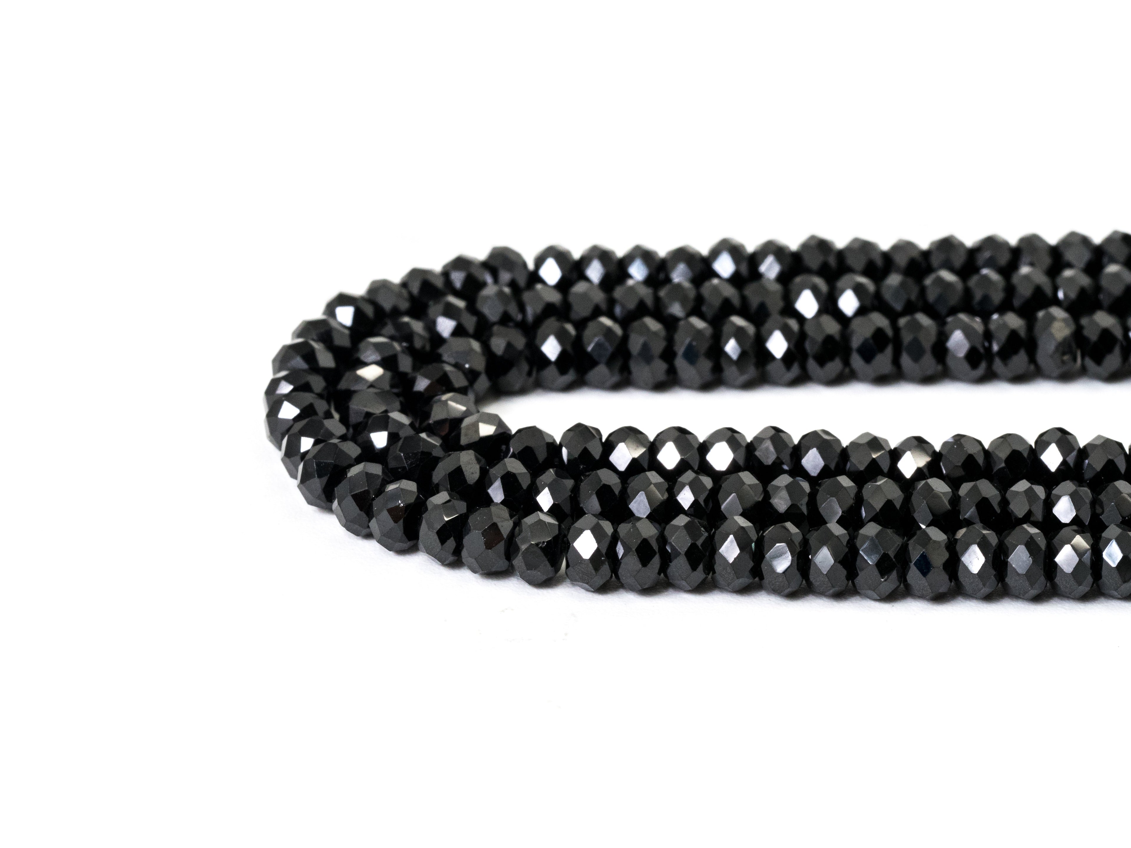 Quality Faceted Black Spinel Rondelle Beads 1x2mm/2x3mm/2x4m, SKU#U101