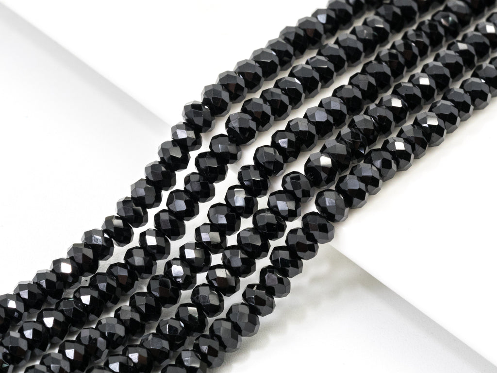 Quality Faceted Black Spinel Rondelle Beads 1x2mm/2x3mm/2x4m, SKU#U101