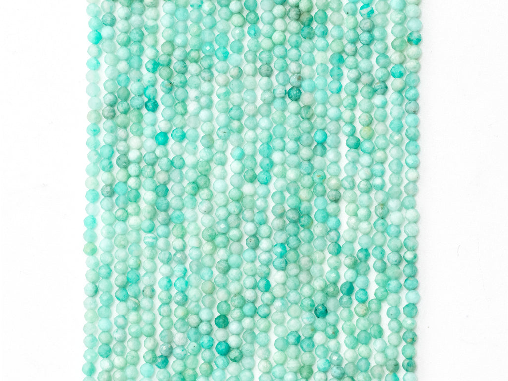 Top Quality Faceted Amazonite Round Beads 3mm/4mm Gemstones Beads,Natural Amazonite  Beads,15.5" Full Strand,SKU#U110