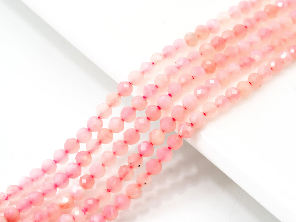 2mm 3mm High Quality Natural Pink Opal Faceted Round Ball Beads, Pink Gemstones Beads,Natural Pink Opal Beads,15.5" Full Strand,SKU#U109