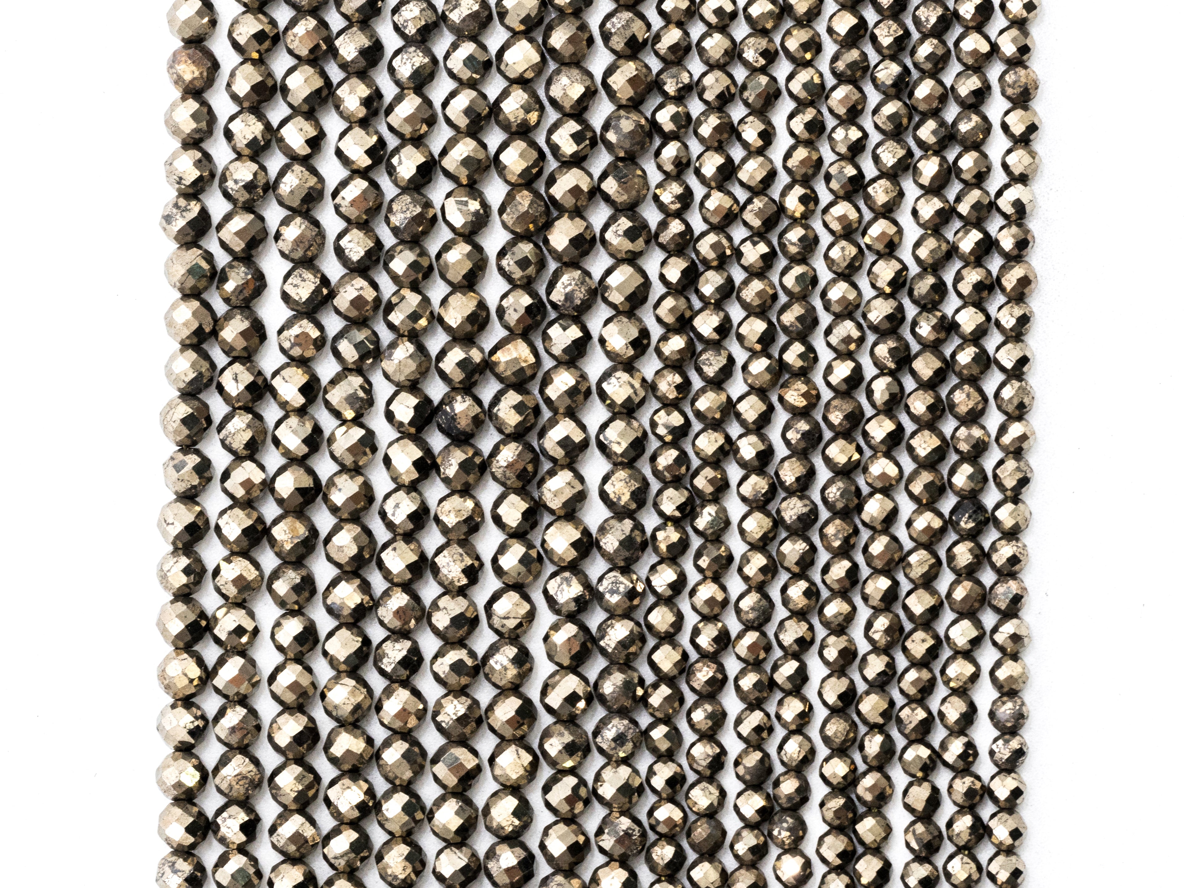 Quality Faceted Golden Pyrite Round  Faceted Beads 2/3/4mm Gemstones Beads,Natural Pyrite Beads,15.5" Full Strand,SKU#U108