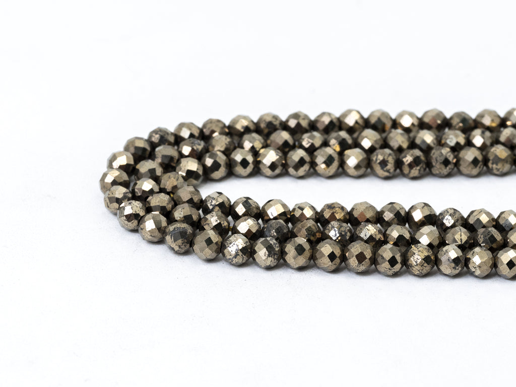 Quality Faceted Golden Pyrite Round  Faceted Beads 2/3/4mm Gemstones Beads,Natural Pyrite Beads,15.5" Full Strand,SKU#U108