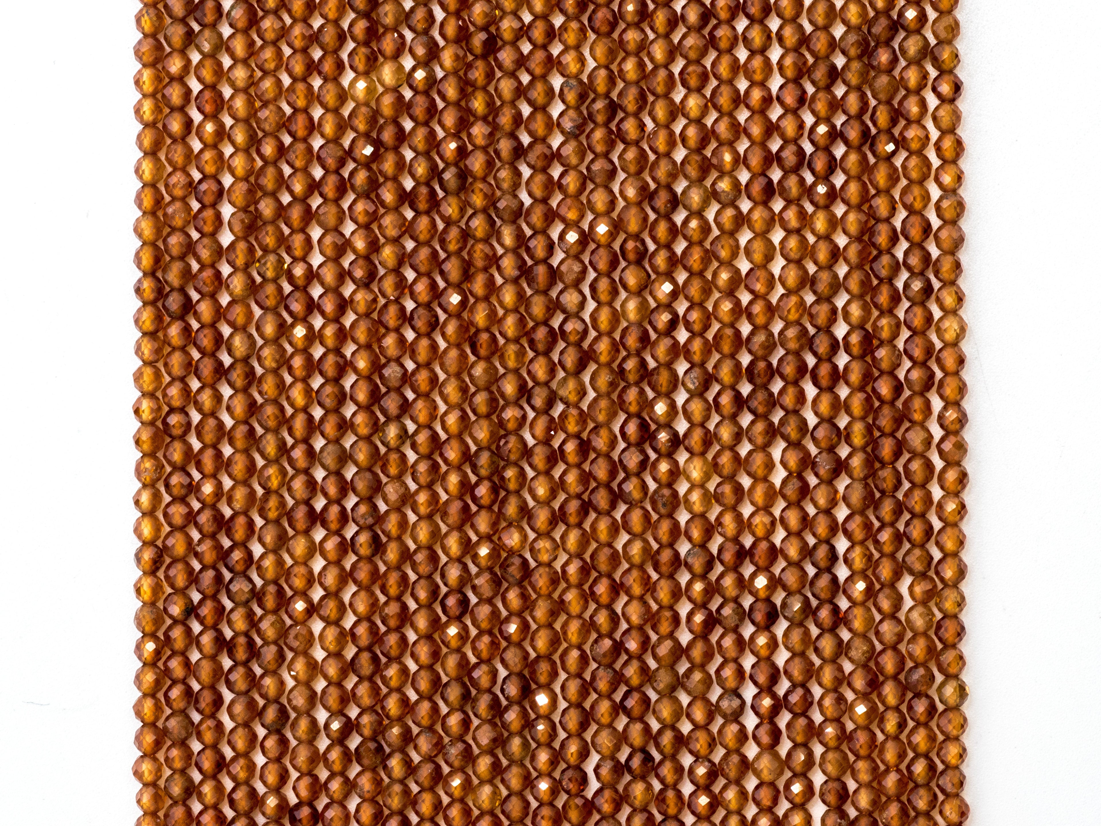 2mm/3mm/4mm Natural Garnet Round Faceted Beads, Brown Gemstones Beads,Garnet Beads,15.5" Full Strand,SKU#U106
