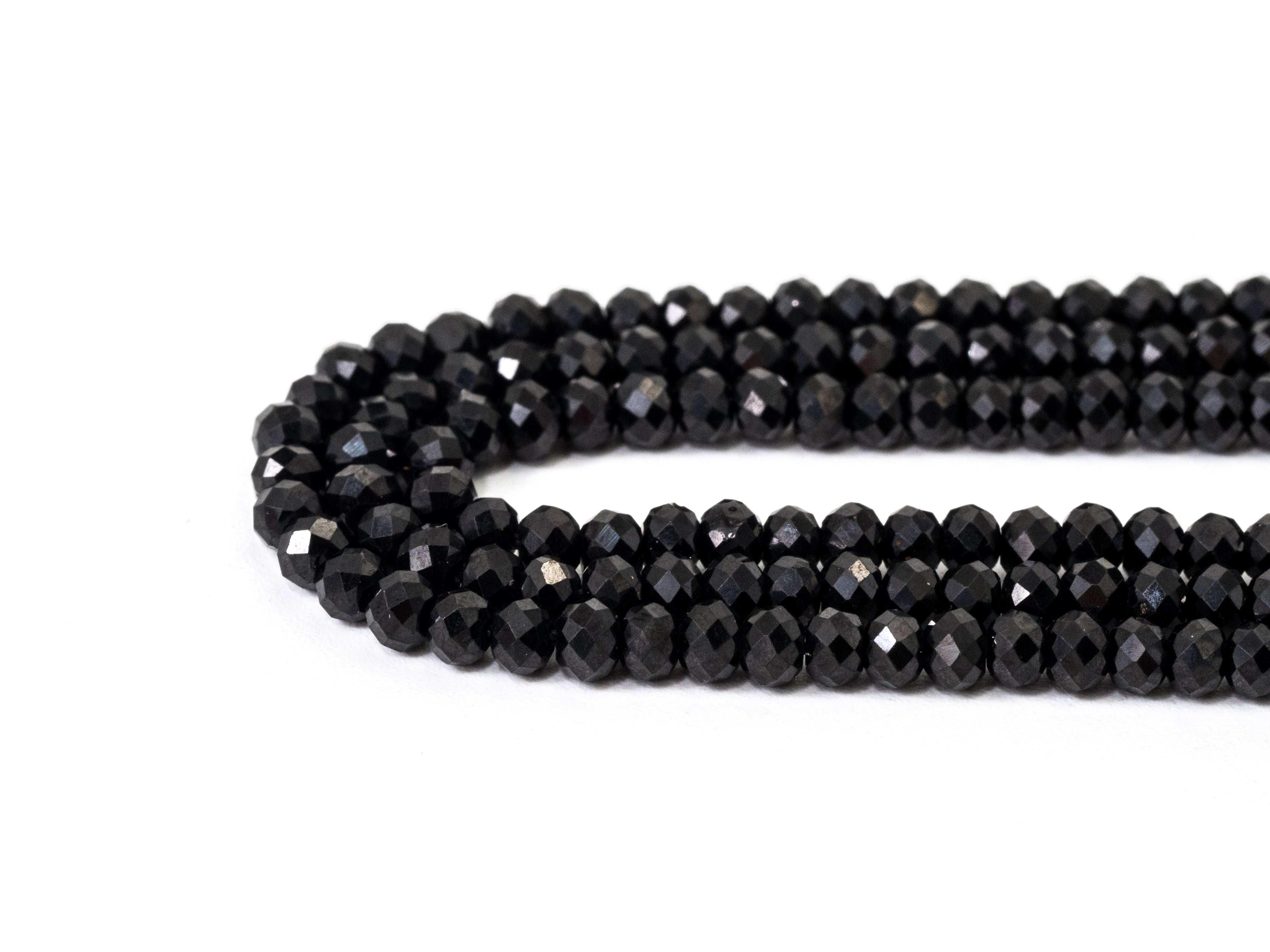 Top Quality Faceted Black Spinel Round Beads 3/4/6/8mm Gemstones Beads,Black Spinel Beads,15.5" Full Strand,SKU#U104