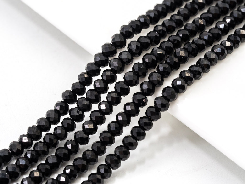 Top Quality Faceted Black Spinel Round Beads 3/4/6/8mm Gemstones Beads,Black Spinel Beads,15.5" Full Strand,SKU#U104