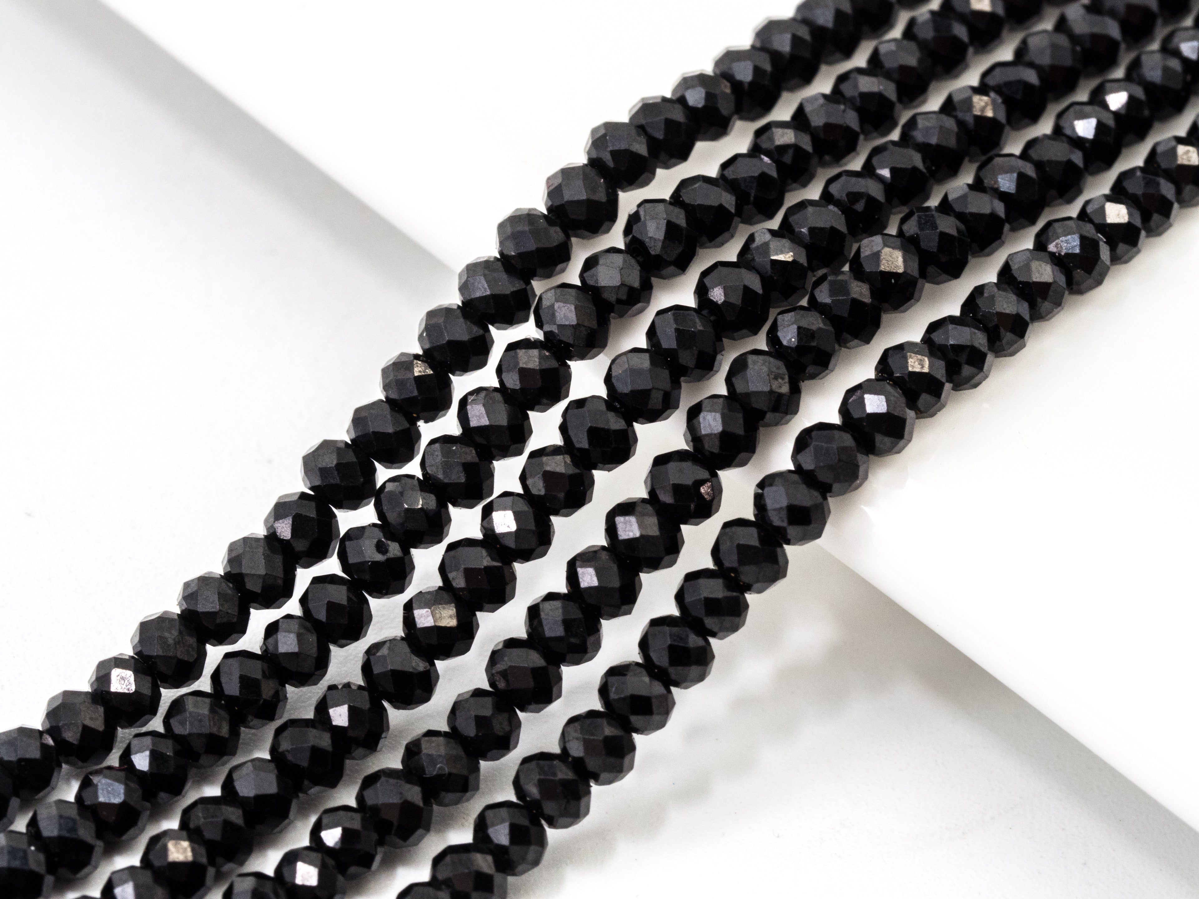 Top Quality Faceted Black Spinel Round Beads 3/4/6/8mm Gemstones Beads,Black Spinel Beads,15.5" Full Strand,SKU#U104