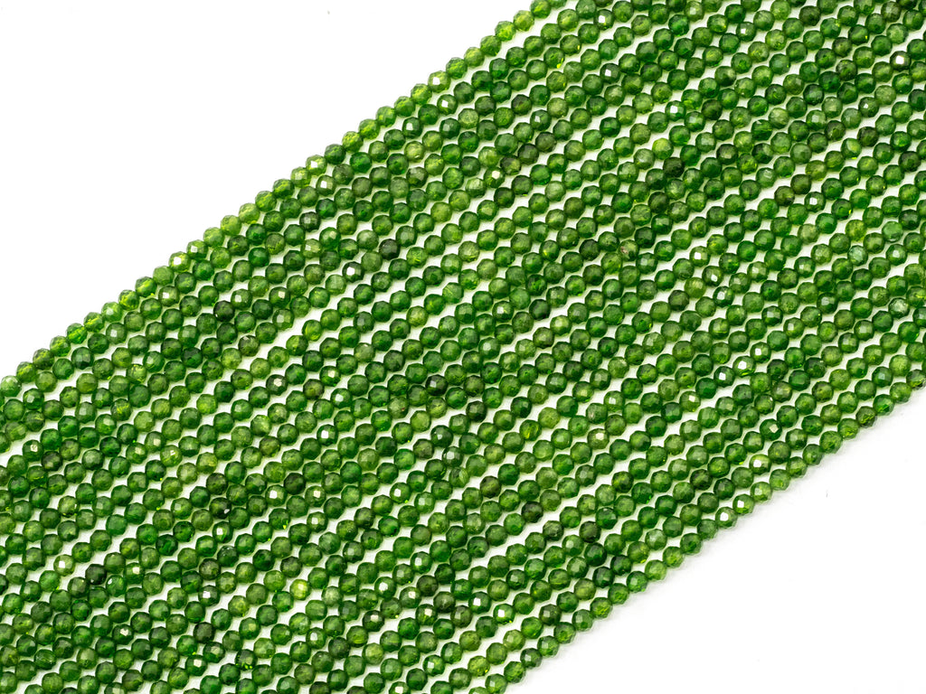 Top Quality Green Diopside  Faceted Round Beads, 43mm/5mm/2x3mm Genuine Diopside Beads,15.5" Full Strand, SKU#U111