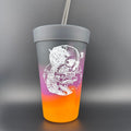 Silicone Straw Tumbler Pint Glass (16 Oz) - [STRATUS] Fear by Les White