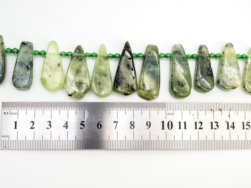 Natural Prehnite Teardrop beads, 23-37mm, Long Teardrop Green Gemstone Beads, 15.5inch strand, SKU#U141