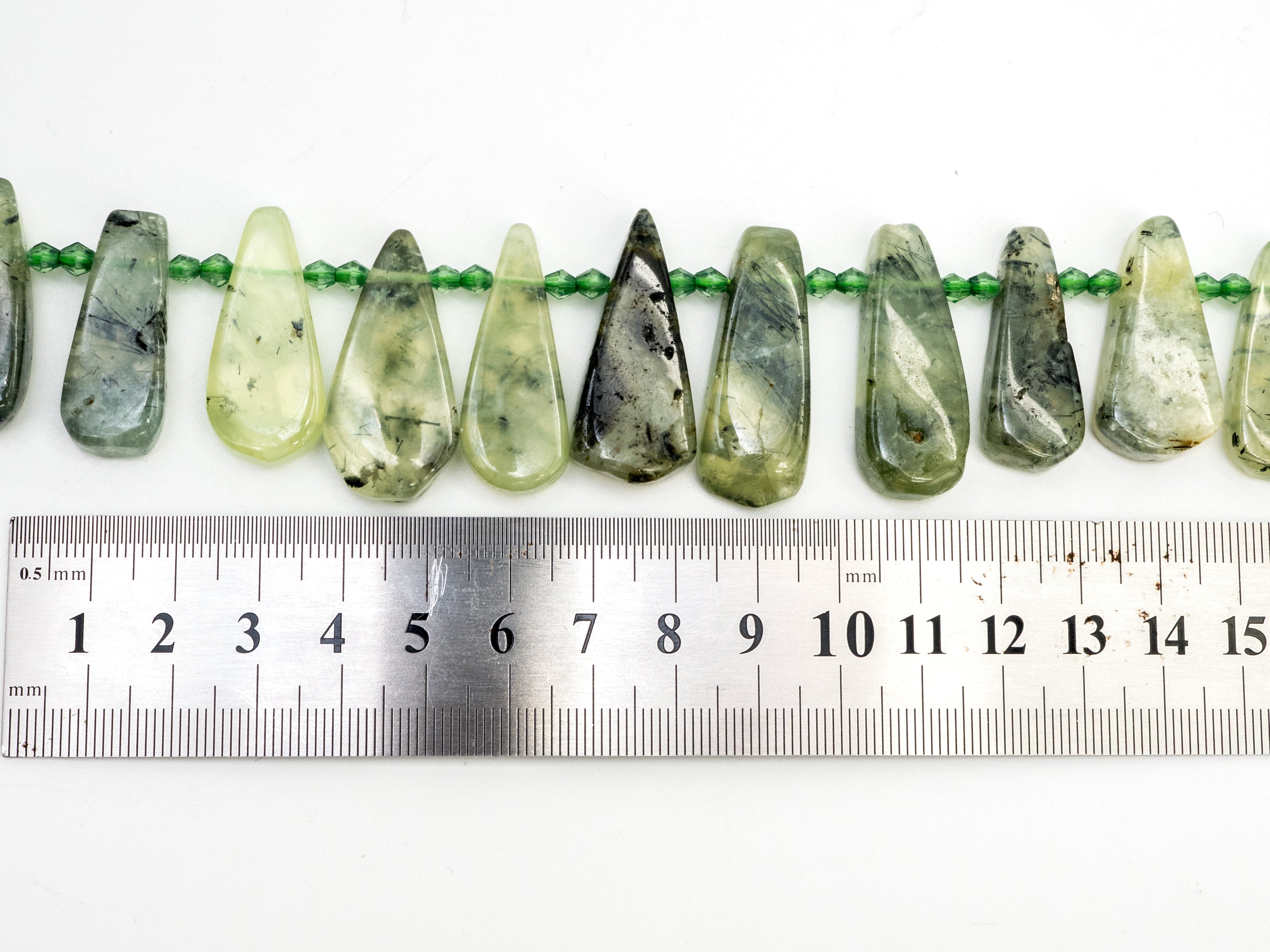 Natural Prehnite Teardrop beads, 23-37mm, Long Teardrop Green Gemstone Beads, 15.5inch strand, SKU#U141
