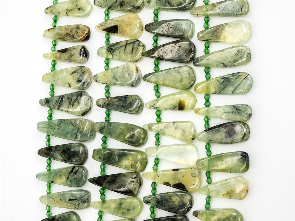 Natural Prehnite Teardrop beads, 23-37mm, Long Teardrop Green Gemstone Beads, 15.5inch strand, SKU#U141