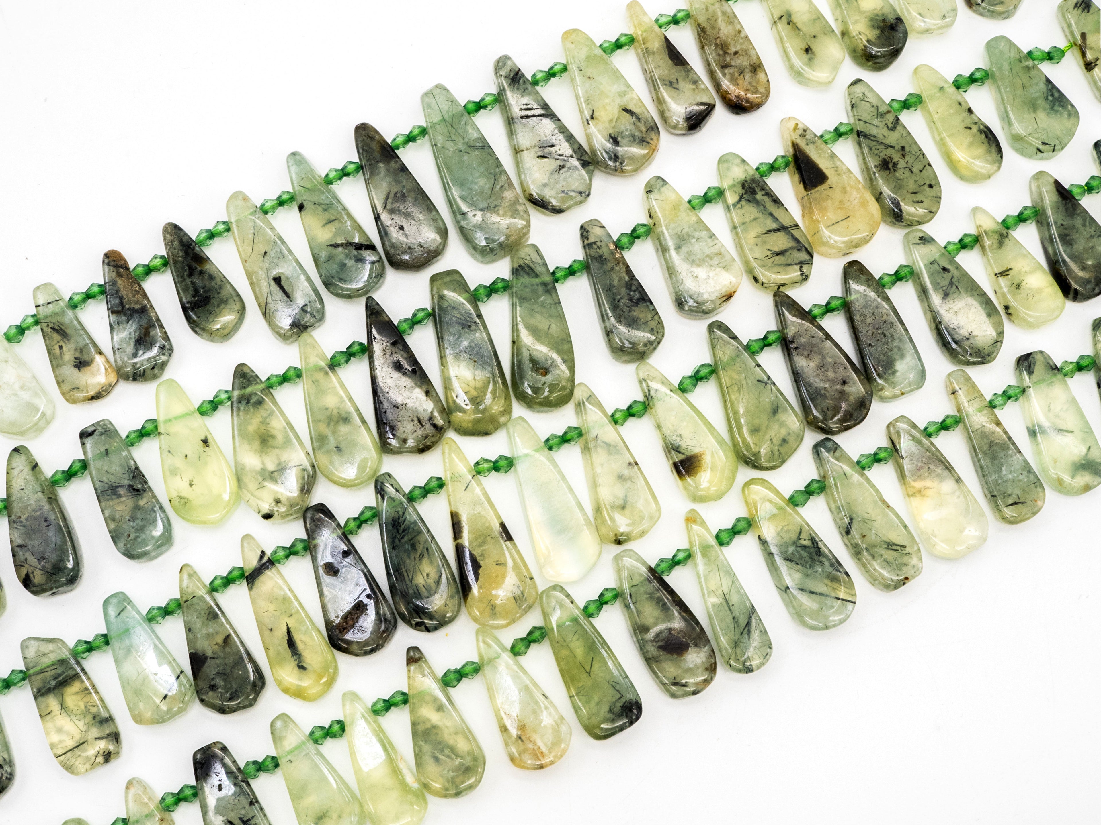 Natural Prehnite Teardrop beads, 23-37mm, Long Teardrop Green Gemstone Beads, 15.5inch strand, SKU#U141
