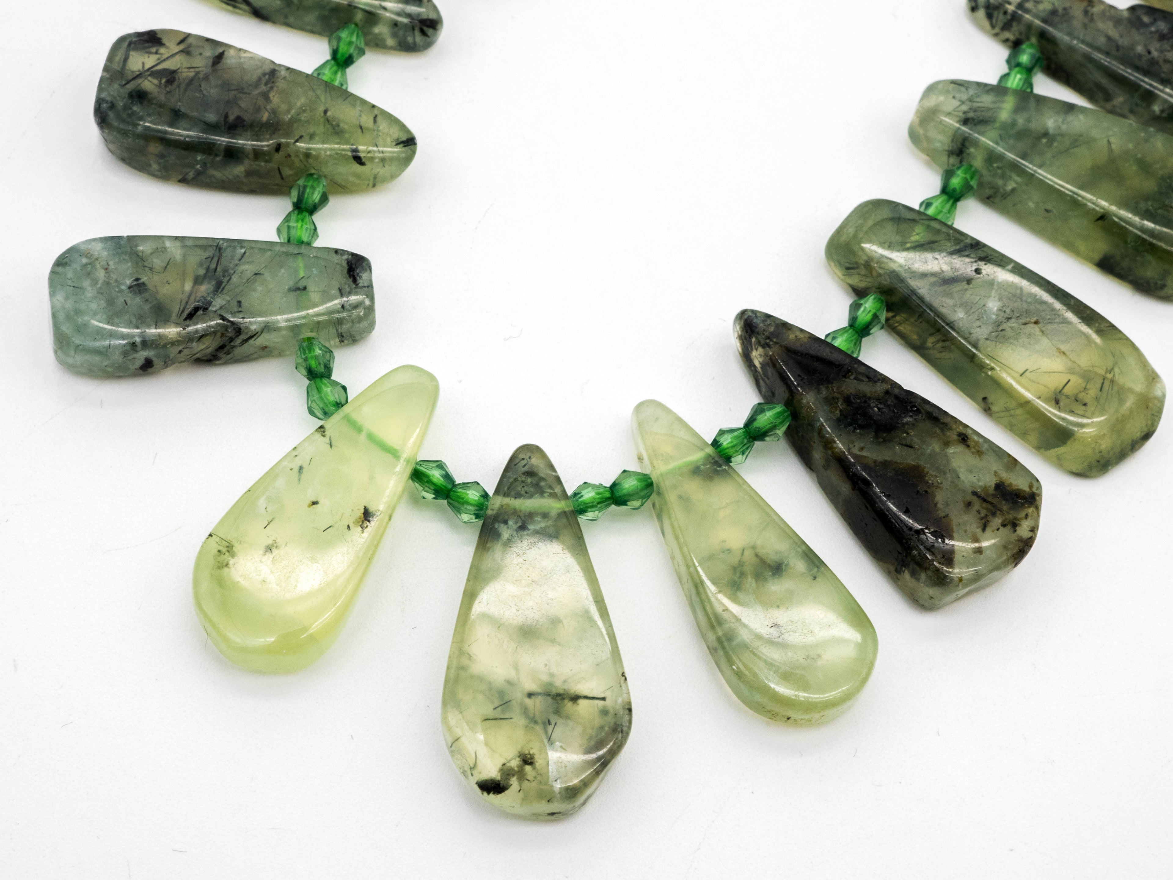Natural Prehnite Teardrop beads, 23-37mm, Long Teardrop Green Gemstone Beads, 15.5inch strand, SKU#U141