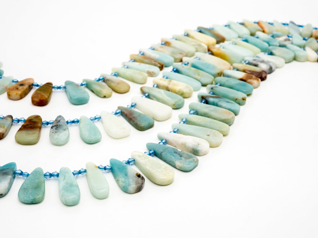 High Quality Natural Amazonite Teardrop beads, 23-36mm, Long Teardrop Blue Gemstone Beads, 15.5inch strand, SKU#U142