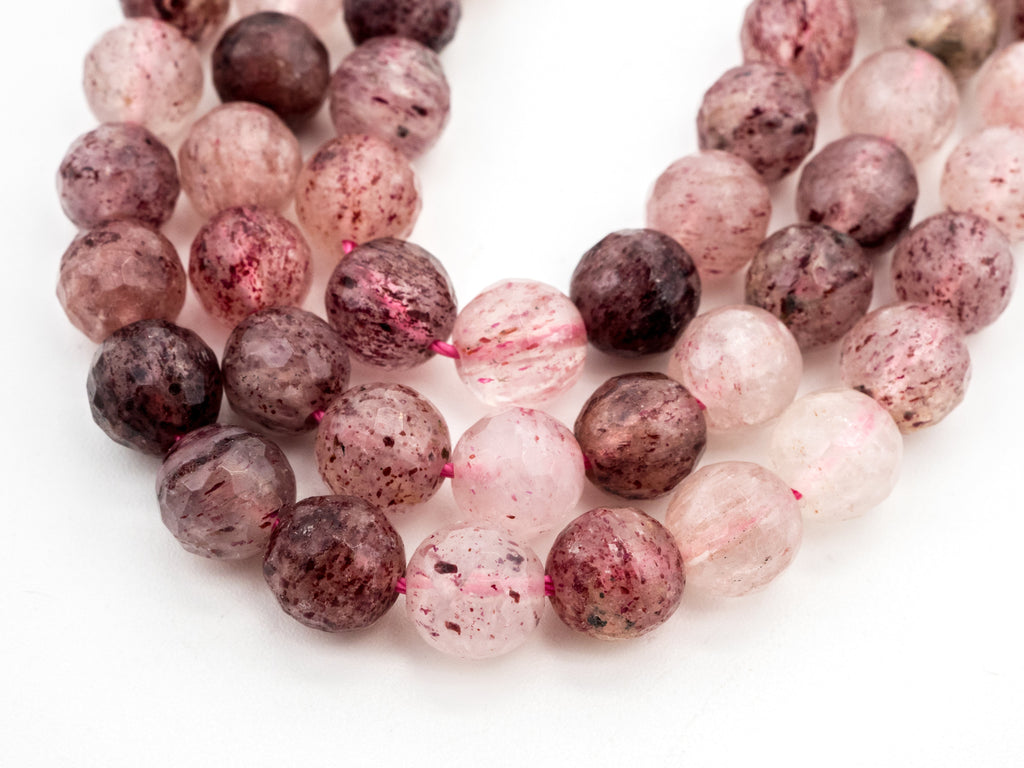 Natural strawberry quartz faceted beads, 6mm/8mm/10mmSKU#137