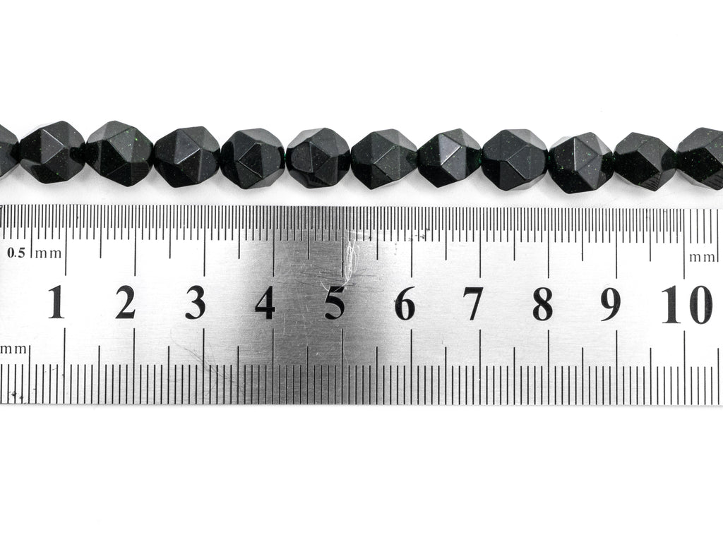 Unique Diamond Cut Quality Natural Dark Green Goldstone beads, SKU#U148c