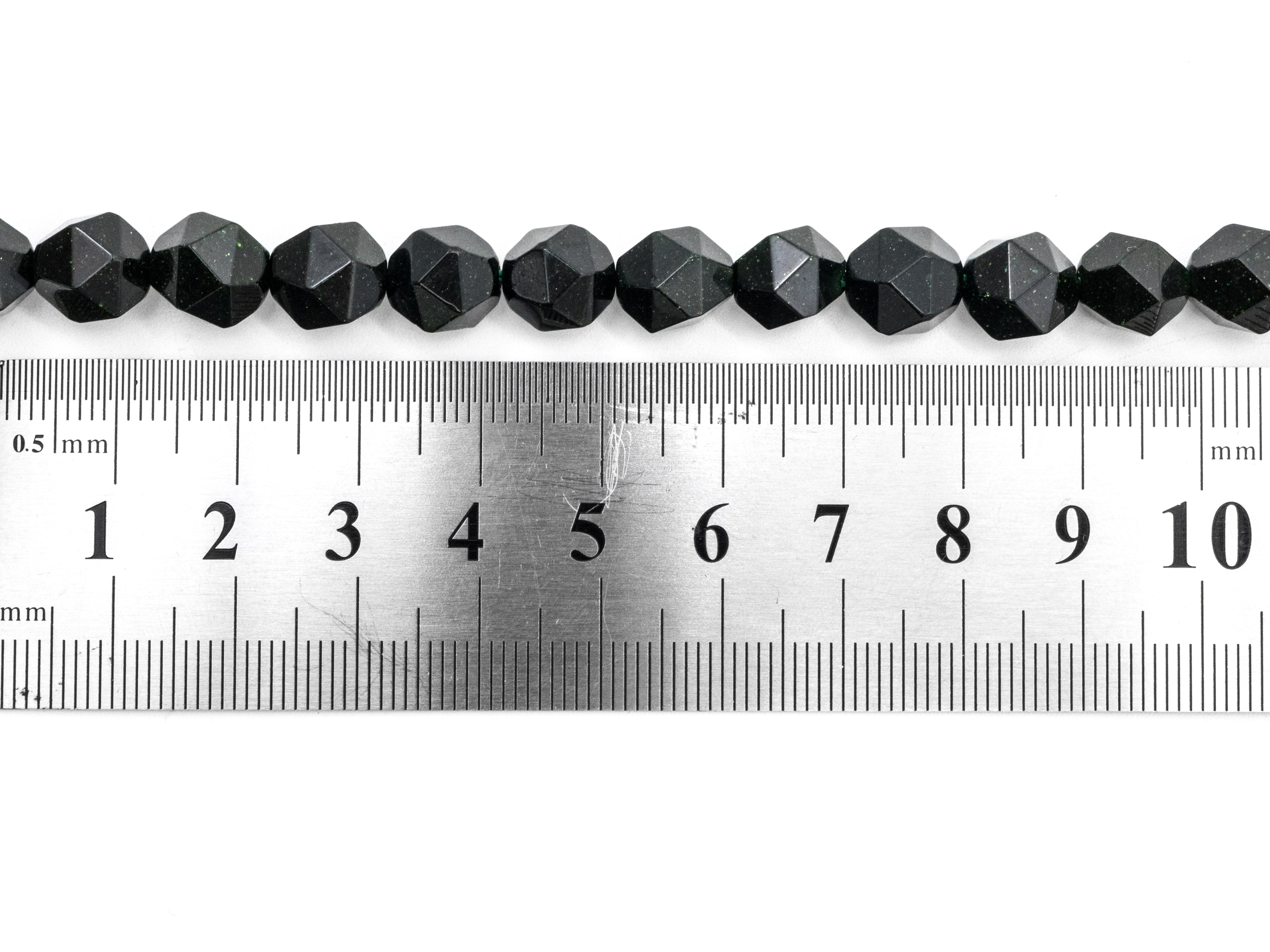 Unique Diamond Cut Quality Natural Dark Green Goldstone beads, SKU#U148c