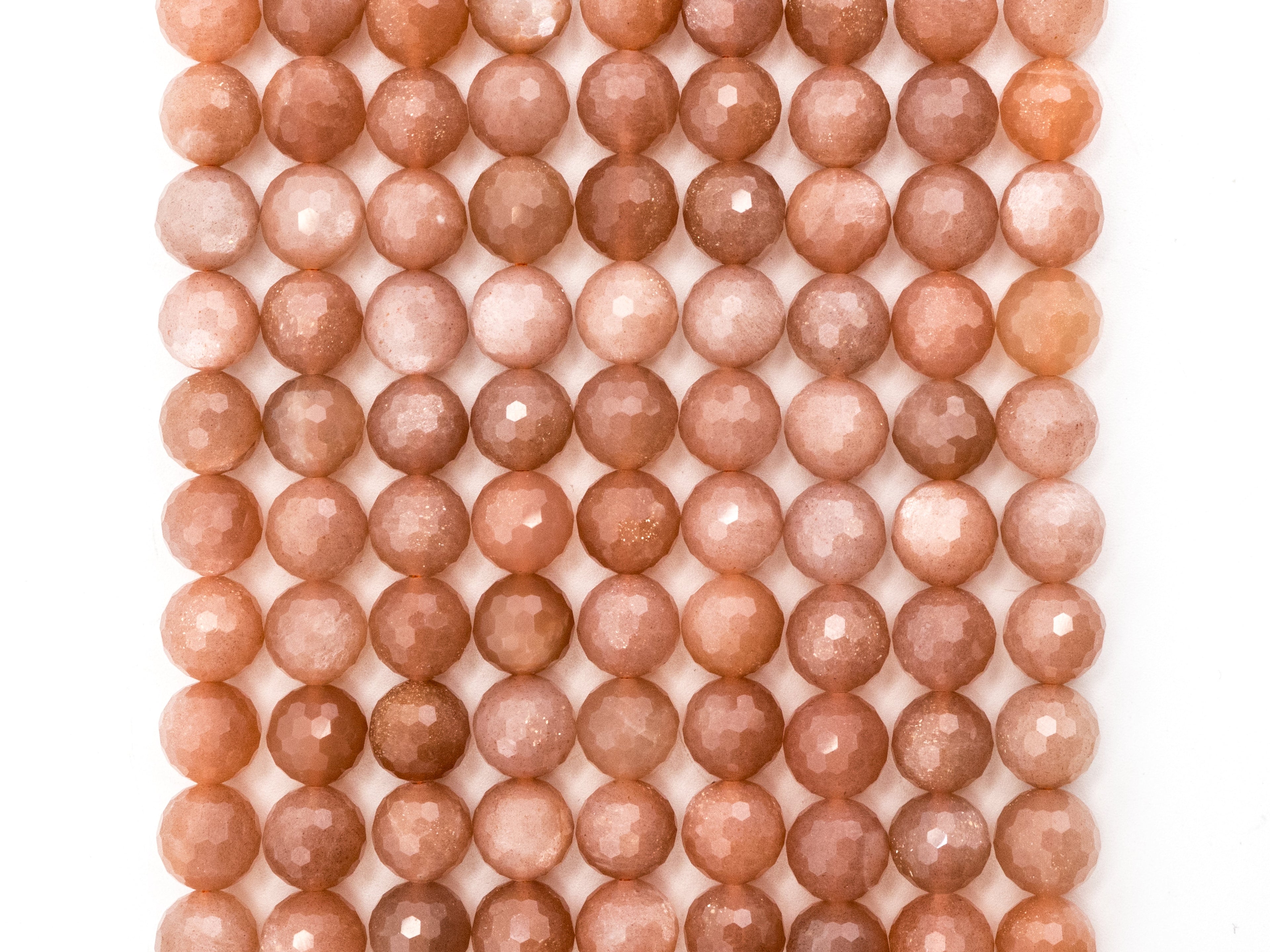 Quality Natural Peach Moonstone Beads, 8mm/10mm Faceted Round Gemstone Beads, 15.5'' Full Strand, SKU#U150
