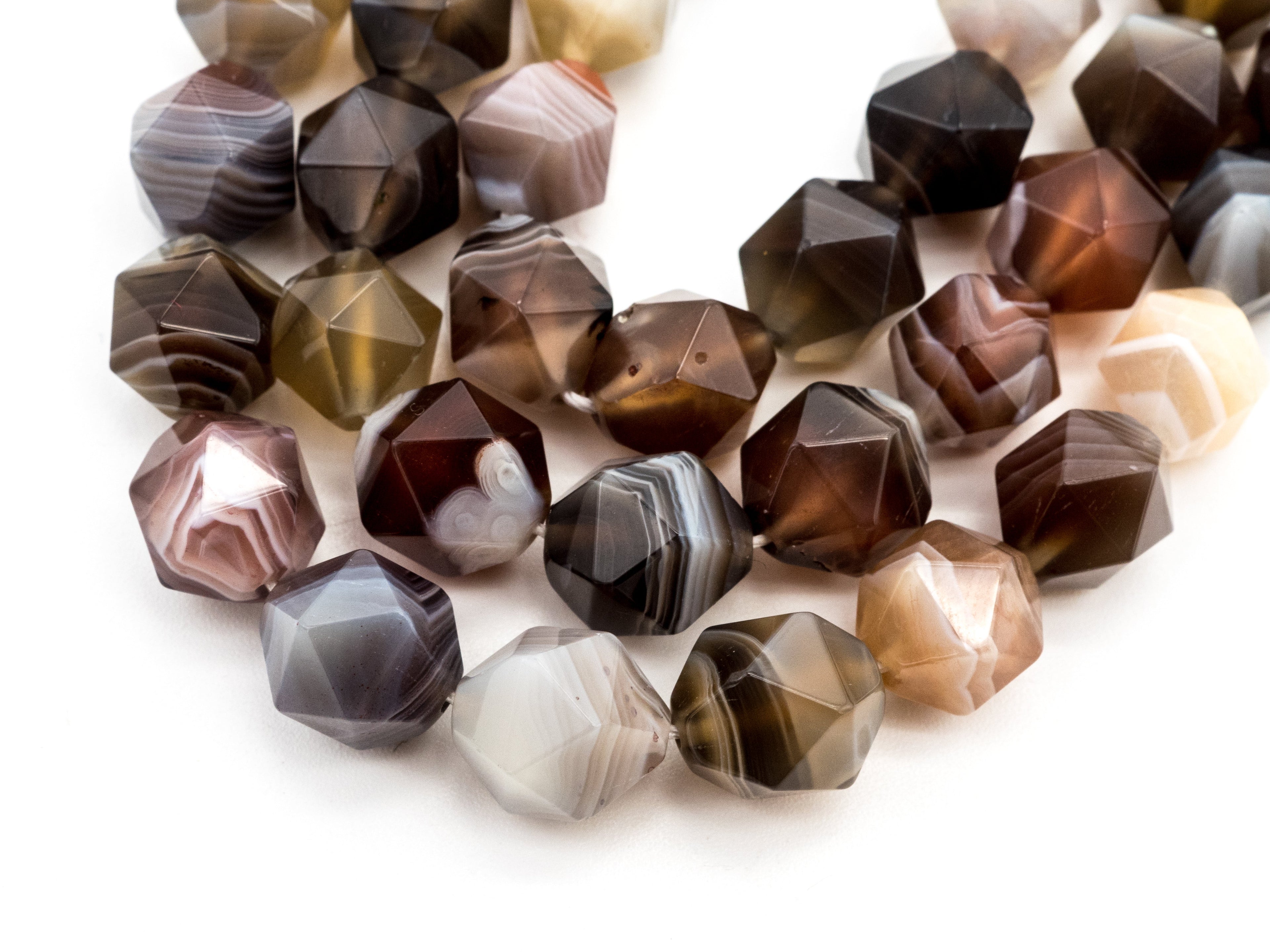Unique Diamond Cut Quality Natural Botswana Agate beads, 6mm/8mm/10mm/12mm, Faceted Round Agate Gemstone Beads, 15.5inch strand, SKU#U146