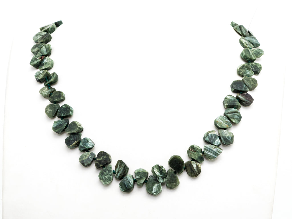 Quality Natural Seraphinite beads, 11-14mm Irregular Teardrop Dark Green Gemstone Beads, Natural Seraphinite  15inch strand, SKU#U155
