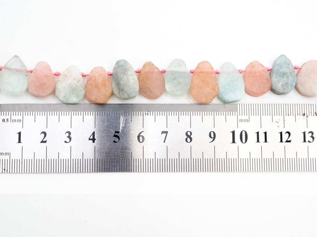 Natural Mixed Color Morganite beads, 14-18mm, Teardrop Light Pink Blue Gemstone Beads, 15.5 inches strand, SKU#U159