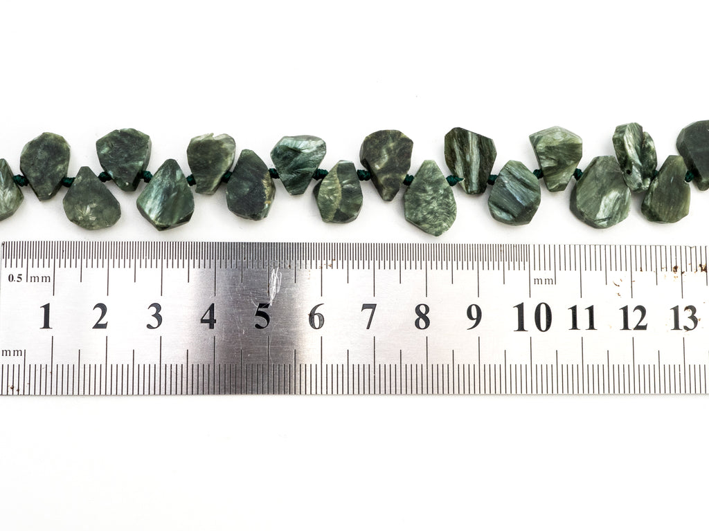 Quality Natural Seraphinite beads, 11-14mm Irregular Teardrop Dark Green Gemstone Beads, Natural Seraphinite  15inch strand, SKU#U155