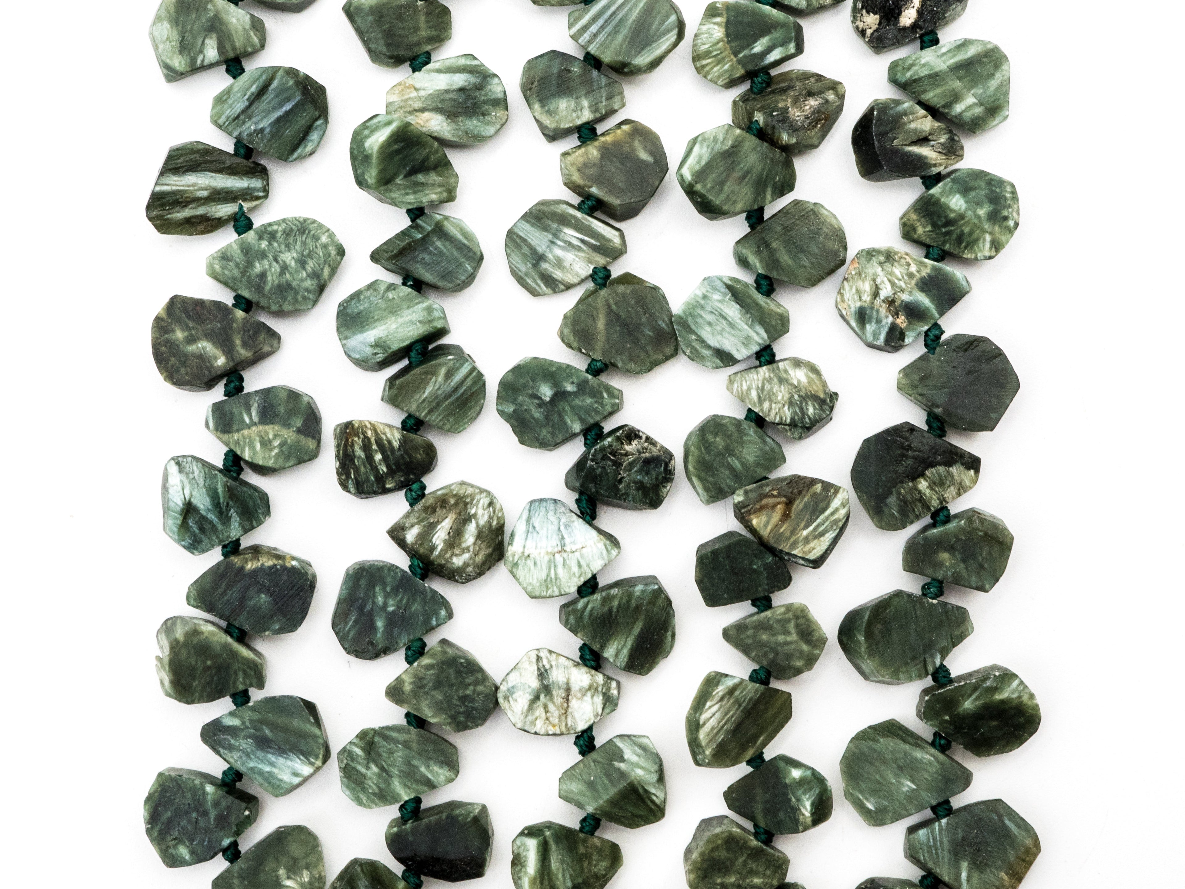Quality Natural Seraphinite beads, 11-14mm Irregular Teardrop Dark Green Gemstone Beads, Natural Seraphinite  15inch strand, SKU#U155