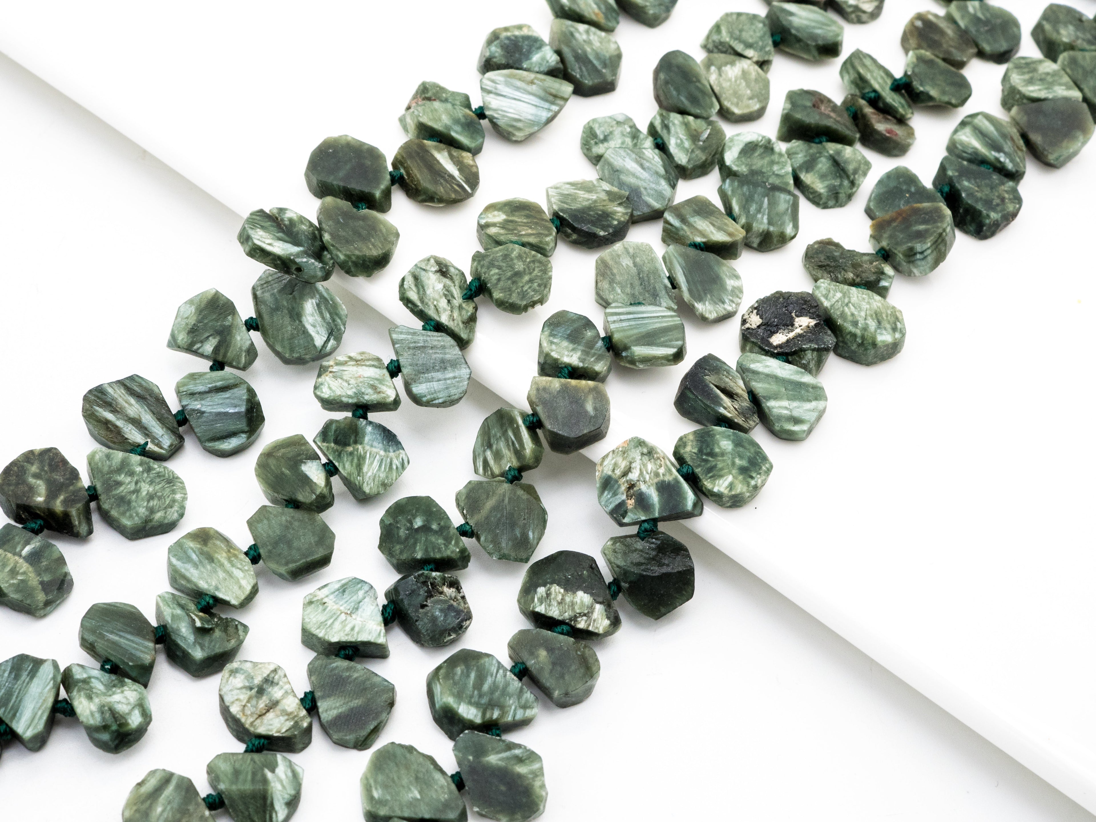 Quality Natural Seraphinite beads, 11-14mm Irregular Teardrop Dark Green Gemstone Beads, Natural Seraphinite  15inch strand, SKU#U155