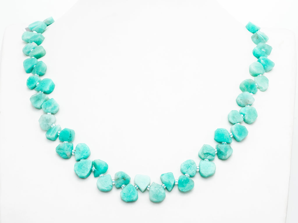 Quality Natural Amazonite beads, 10-14mm Irregular Teardrop Top Drill Green Gemstone Beads, 15.5 inches strand, SKU#U154