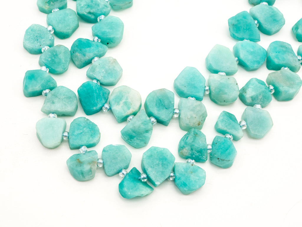 Quality Natural Amazonite beads, 10-14mm Irregular Teardrop Top Drill Green Gemstone Beads, 15.5 inches strand, SKU#U154