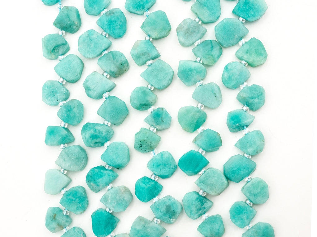 Quality Natural Amazonite beads, 10-14mm Irregular Teardrop Top Drill Green Gemstone Beads, 15.5 inches strand, SKU#U154