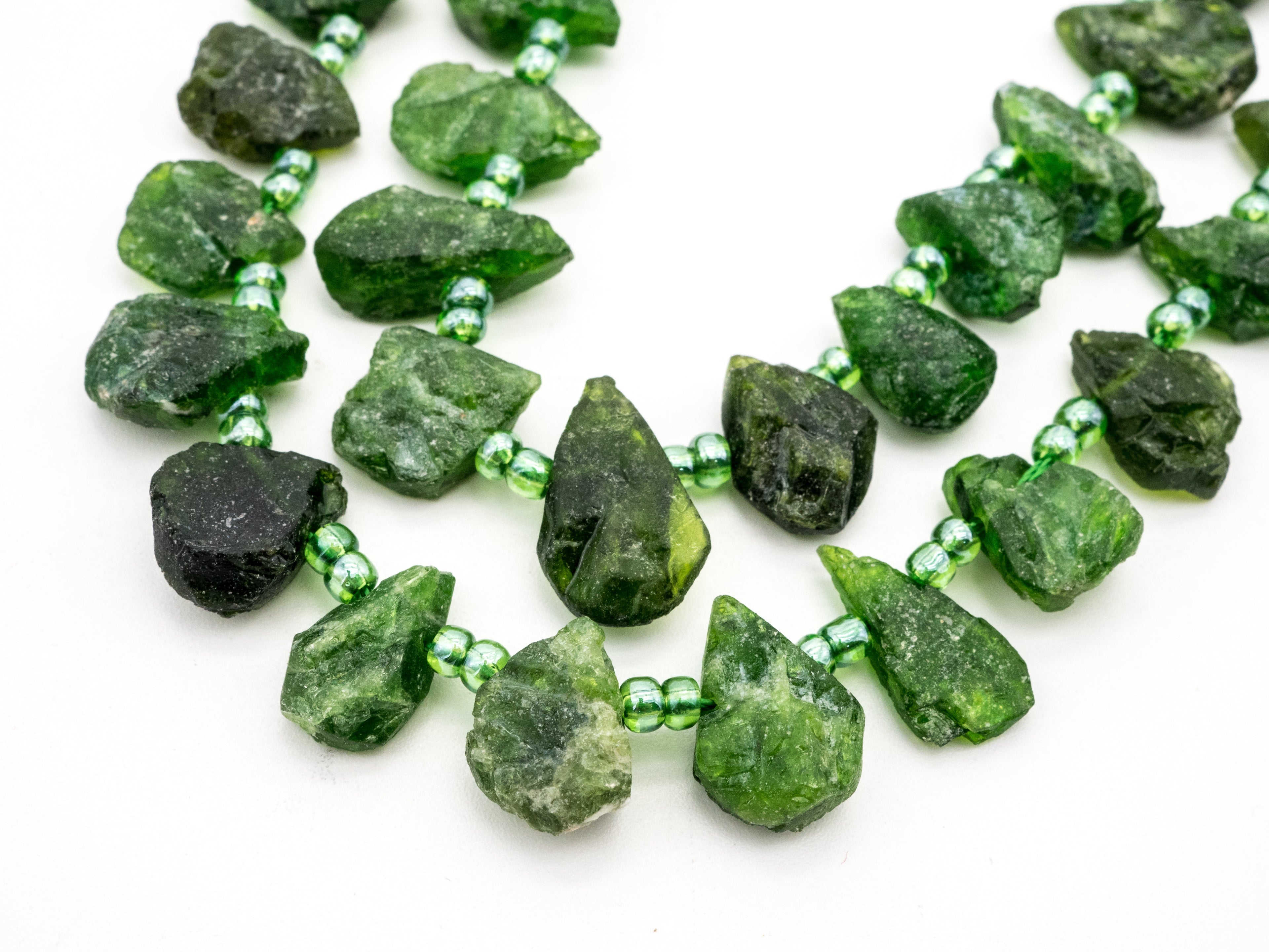 Quality Natural Diopside beads, 11-15mm irregular Teardrop Top drill Green Gemstone Beads, Natural Diopside 15.5inch strand, SKU#U167