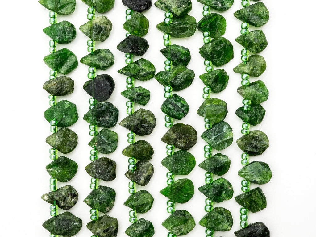 Quality Natural Diopside beads, 11-15mm irregular Teardrop Top drill Green Gemstone Beads, Natural Diopside 15.5inch strand, SKU#U167