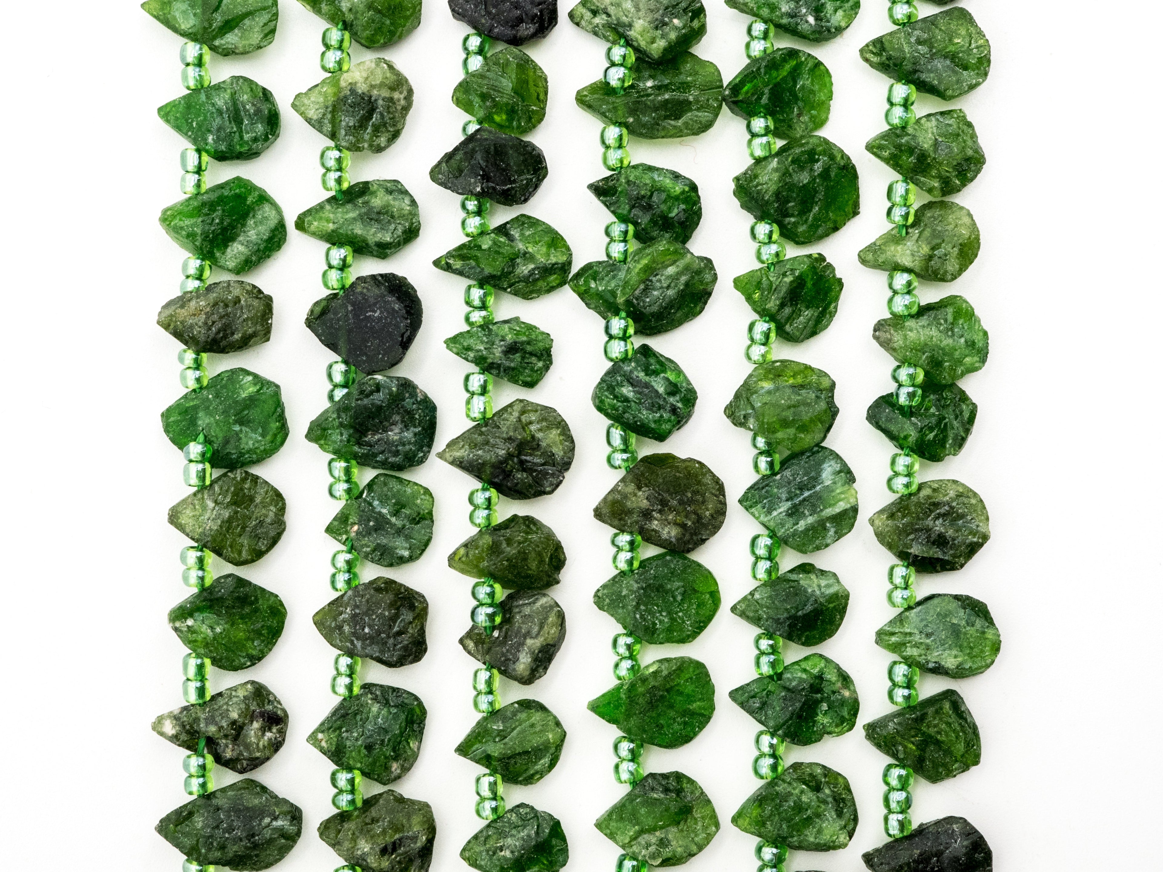 Quality Natural Diopside beads, 11-15mm irregular Teardrop Top drill Green Gemstone Beads, Natural Diopside 15.5inch strand, SKU#U167
