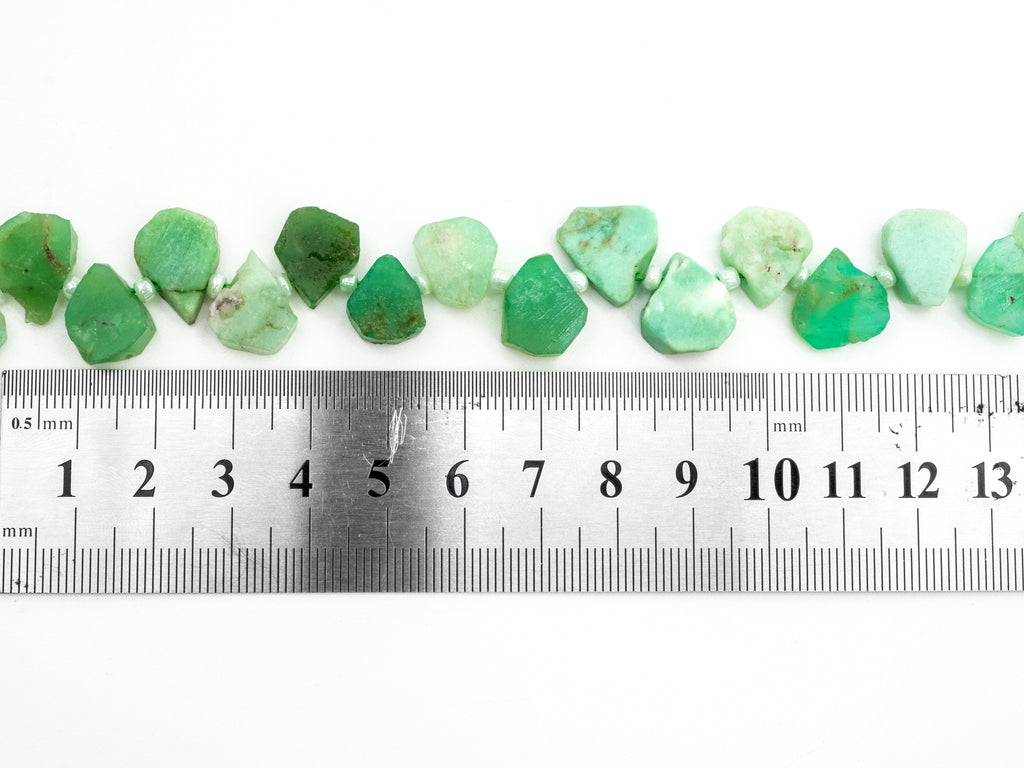 Quality Natural Chrysoprase beads, 9-13mm, Irregular Teardrop shape Top drill Chrysoprase Green Gemstone Beads, 15.5" strand, SKU#U153