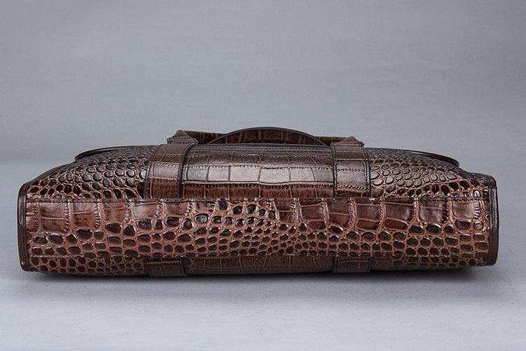 Sacoche pour ordinateur portable en cuir de crocodile exotique - Cuir de vachette véritable de luxe pour femmes élégantes