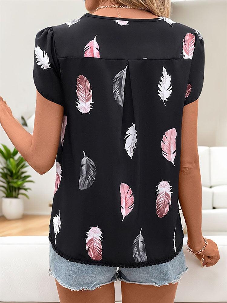 Haut imprimé plumes de cowgirl | Parfait pour un style cowgirl décontracté