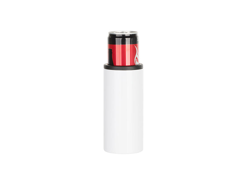 Refroidisseur de canettes à sublimation vierge de 16oz avec 2 couvercles à visser, gobelet droit blanc en acier inoxydable à double isolation