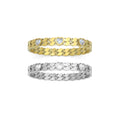 Clear Heart CZ Gold Silver Adjustable Bracelet, Sku#BXG11