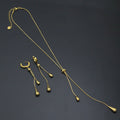 Gold Teardrop Pendant Snake Chain Necklace Earring set, Sku#BXG13