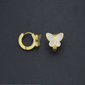 White Mother of Pearl Butterfly Hoop Earrings, Sku#BXG16