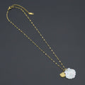 Mother of Pearl Shell Pendant Gold Dainty Link Adjustable Necklace , Sku#BXG17