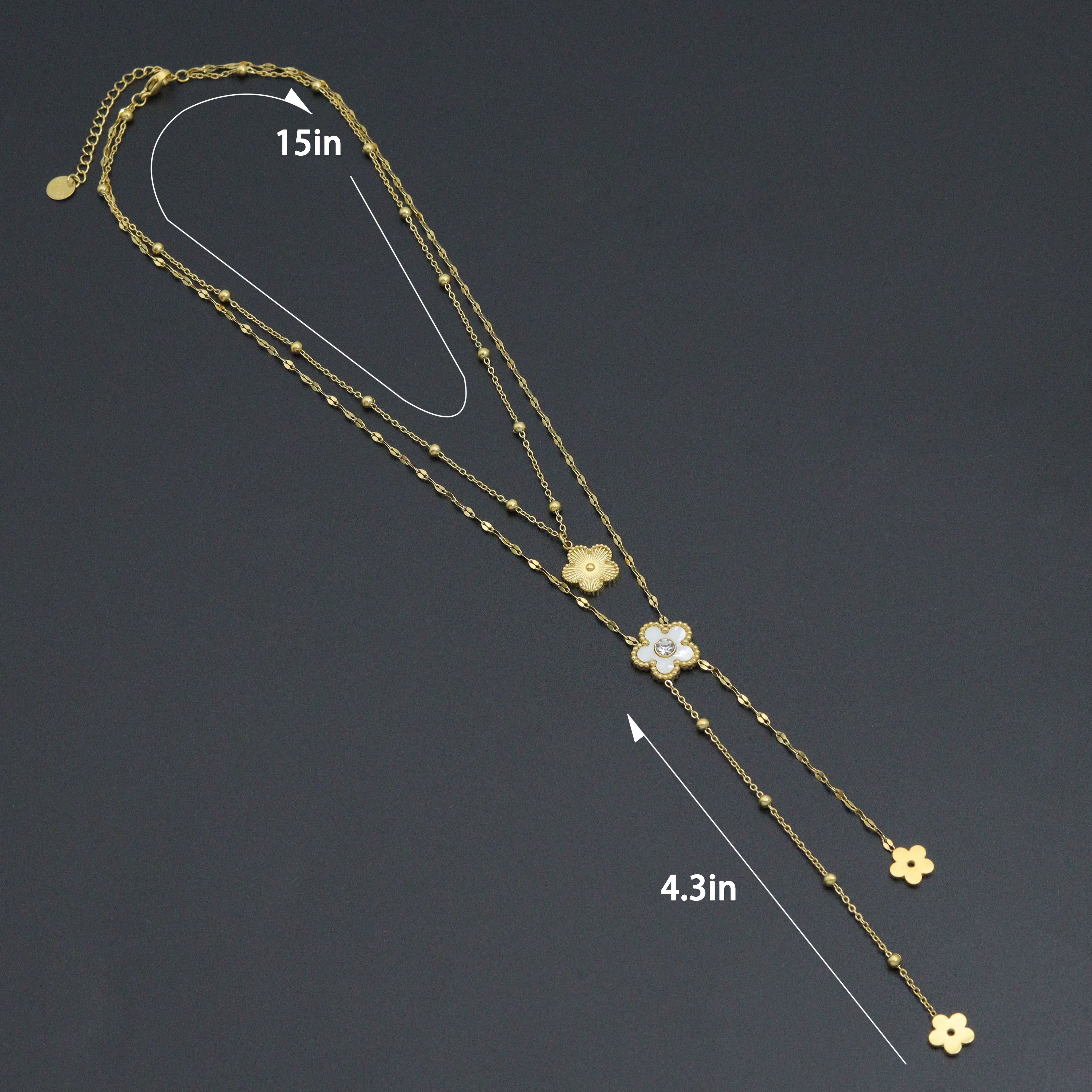 Flower Pendant Double Link Link Chain Necklace , Sku#BXG18